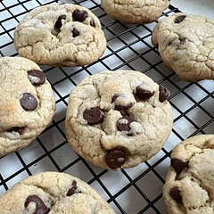 These cookies came out *perfectly*! This is literally the only chocolate chip cookie recipe I will be using for the rest of my life, goodbye recipe on the back of the chocolate chip bag! The description of the cookies in the write-up is spot on. I literally never read those write-ups, but this one is worth reading and was full of helpful tips to bake these perfect cookies. My family ate them in a day. It made like 50 cookies and we ate them in a single day. So there’s that.