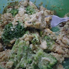 I added double the broccoli, I added can of cream of mushroom soup, 1/4 c or powdered cream of broccoli soup.