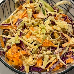 Good easy coleslaw recipe. I added some shallots and omitted the celery seeds.