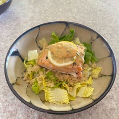 It made 4 servings for me. I added it on a bed of romaine and white quinoa! I had to add a little more salt. But overall it was absolutely delicious!