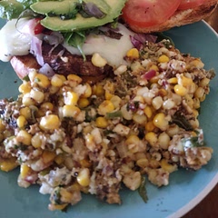 Less onions and/or cook it. Don't over do it on the cotija because it's salty. Fresh corn browns better and gives the salad a better flavor. 10/10