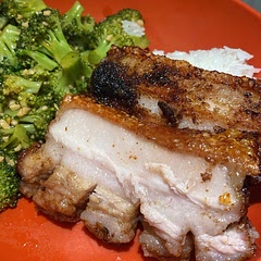 This was an easy, if slightly, time consuming recipe. The cook times add up, but prep is very simple and 100% worth it. By far our favorite pork belly recipe we’ve tried!