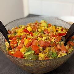 I used chickpeas, slightly pan fried for crispiness, instead of the beans.
