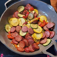 Absolutely delicious. Like others I substituted one of the zucchinis for a yellow squash and used smoked andouille sausage.
