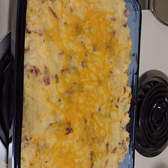 I used cheddar instead of Parmesan and I left the skins on my red potatoes. I also used sour cream as an alternative ingredient in the potatoes which turned out really good.