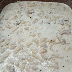 Sauce was a little thin. I added chopped chicken and rotini. Thickened nicely. The men here thought the taste was much better than the jar types.