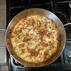 What a great way to eat brussel sprouts add califlower and broccoli it was a nice addition will make again