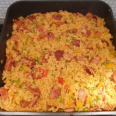 I used only one onion even though I doubled the recipe. I agree with other notes not much flavour even though I added, I thought lots of salt. I cooked mine in the oven at 160°c for 30 minutes came out great. Next time more salt or maybe Vegeta...