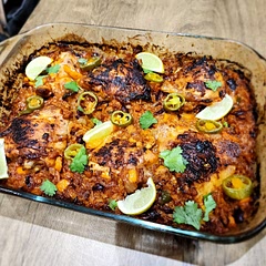 Really nice one pan dish (I don't have a pan that's suitable for the oven 😂).
I cooked the thighs for slightly longer to get the skin extra crispy. I also added fresh chillis in when cooking. Would definitely make again!