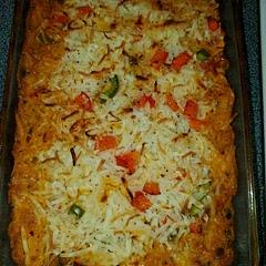 Tweeked the recipe. Double meat, peppers, cream cheese and corn. Make 2 pans. It was awsome. Definitely delicious 