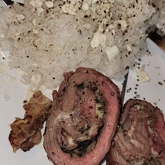 We added a bit more garlic and the salad was on the side. 