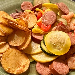 I left out the asparagus and air fried some potatoes instead