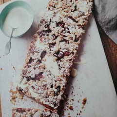 Serve with thin pouring cream. From "Delicious Baking"