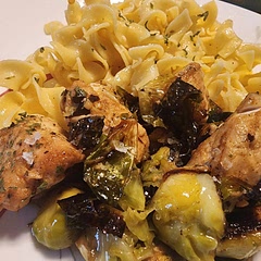 Double the seasoning and paired with buttered egg noodles