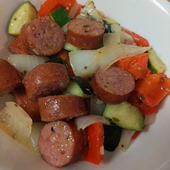 Should have browned the sausage first like the recipe said. But still good 😋 
Would love to try it with something other than a beef sausage next time. 