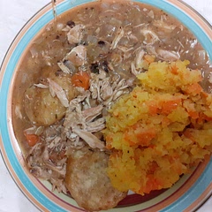 Swapped the potatoes for suet dumplings & served with swede & carrot mash.