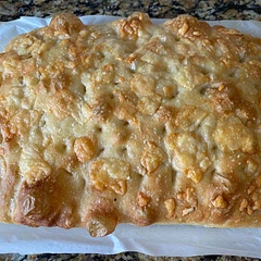 We topped ours with some fresh parm and sea salt and it was sooo good. For my first attempt at focaccia, I was impressed how easy this recipe made the process!