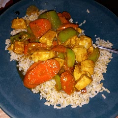 Added green peppers.  Cut down the soy sauce. 