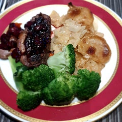 As you can see no cabbage but the gratin and duck were delicious. Season the duck with plenty of salt and five spice. When scoring the breast keep the diamond cuts close together.