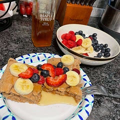 Did not bake the fruit in. Instead served it on the side.  Loved this because I was actually able to eat with the family and the left-overs heated up very nicely!