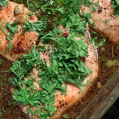 We served this dish with baked sweet potatoes. It was really good!