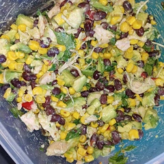 I added black beans. Used Mexican corn and canned chicken. I also used Mrs dash and wicked good salt for seasonings. It's delicious 