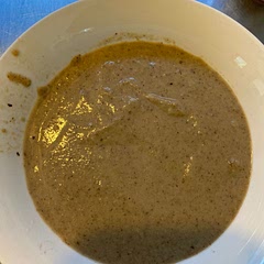 I replaced all the paleo/vegan ingredients with standard household stuff - dairy milk, soy sauce instead of amino and also blended it.