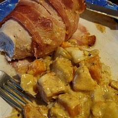 We didn't get the crunch on the chicken like I would of hoped and we took out half way and put some extra brown sugar as a glaze ontop . But so yummy with potatoes bake 