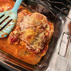 Only had 3 chicken breast but still made full recipe and just added a layer of the filling on top of each then topped them all with sauce. DELICIOUS and super easy.