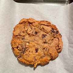 Love this! Always freeze the dough for a few minutes before baking for better chew factor. Have tried it with chocolate chips, but like it better with the chopped dark chocolate in the recipe.