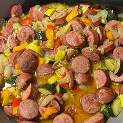 Didn’t use the same seasonings, kinda seasoned to my liking, added squash also. Turned out delicious! Nice and fresh!Served over rice. I do think adding maybe some diced tomatoes would be yummy too!