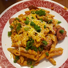 I made with andouille sausage instead of chicken. I put a little cheese on top and this was a hit in my house! Enjoy!