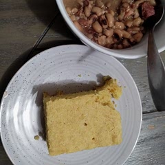 Perfect cornbread to go with black eyed peas. It's not too sweet. This is my new go-to for cornbread. It blows Jiffy out of the water.