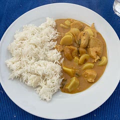 Added cooked chicken with the garlic and then served with rice as a main dish. A very mild flavour, not particularly garlicky at all.