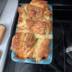 I used sharp white cheddar cheese will also use regular cheddar cheese and I didn’t add enough garlic