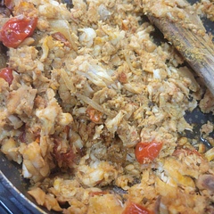 I chopped up the fish and served it with rice and a salad.  Yum.  I  didn't  get as much soup as I would  have liked.