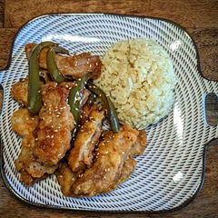 Yum! I only had regular flour and corn starch handy - it worked well. Pork tenderloin was tender and sauce was just right!