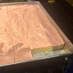 Made a half sheet pan.  Triple the recipe.  I baked them at 350 for 35 min.  The top browned a bit.  Turned out nice but next time I’m going to back it down to 30 min.  

Super good.  Parchment paper in the bottom works amazing.