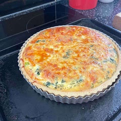 I made this for the day of the coronation but a day before as I wanted to eat it cold. Made my own pastry as per the amounts listed in the other cooks notes otherwise to the recipe. Double podded the broad beans for extra colour. All who ate it really enjoyed it. I did add a grating of nutmeg too