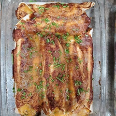 Made this with leftover baked chicken. I also made the red enchilada sauce that was easy and delicious. I served the enchiladas with a side salad and guacamole and chips.