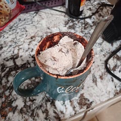 Add chocolate chips little swirl of peanut butter and some ice cream and it was 😋😋😋