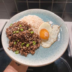 It didn’t fit inside our bowls, but it still tasted great! Served it with a fried egg which complimented it nicely.