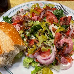 So good!! I made as written and added some pepperoni on top that I had air fried and served this with crusty bread. This may be my new favorite salad.