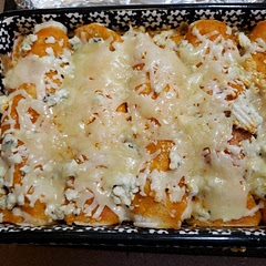 Made as directed, it is pretty spicy.    Wish I have read comments first, I might have tried some sour cream in the mix.  Will make again!