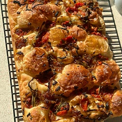 I’ve used this recipe 4 times now and every time it turns out amazing. The first one (pictured) was caramelised onion, sun dried tomatoes and rosemary with garlic infused oil. Absolutely delicious! Definitely my go to focaccia recipe 🥰