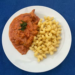 Quite tasty, had to use Spanish sweet paprika as we couldn’t find any Hungarian but the overall flavour was still good