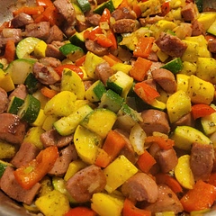 This is one of my FAVORITE go-to meals! It's quick, easy, and DELICIOUS! I swapped smoked TURKEY sausage out for an even healthier version, and it's still DELICIOUS! 