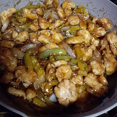 I added green peppers and sesame seeds. Excellent taste.