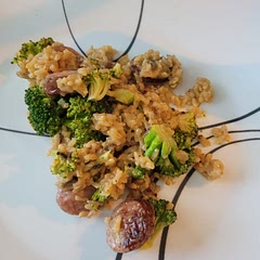 Used 2 cups of rice instead of 3. Used jalapeno-cheese sausage. Really good!