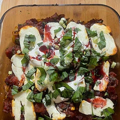 Served with a green salad to balance the spice